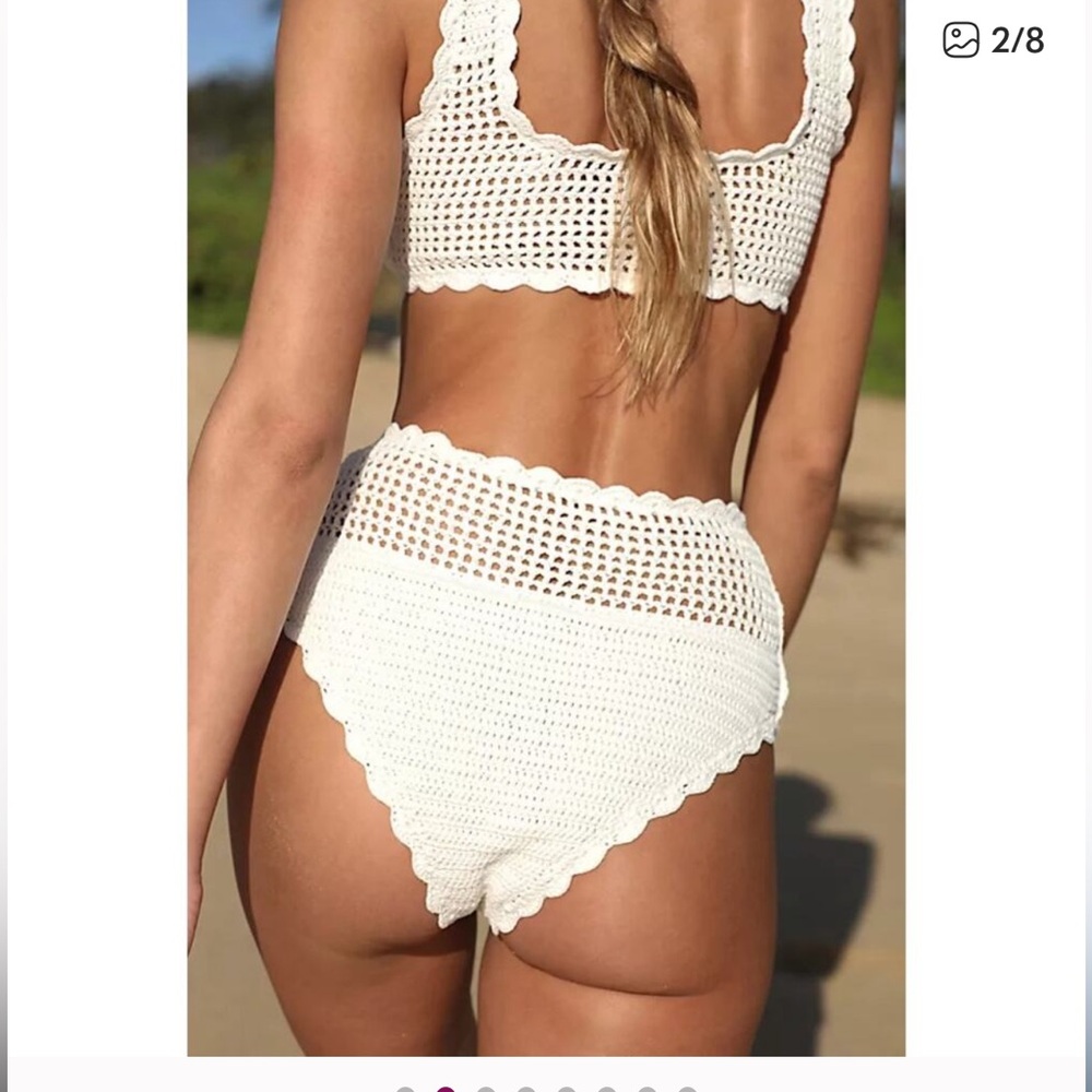 Beach Riot White Crochet High-Waist Bikini Set